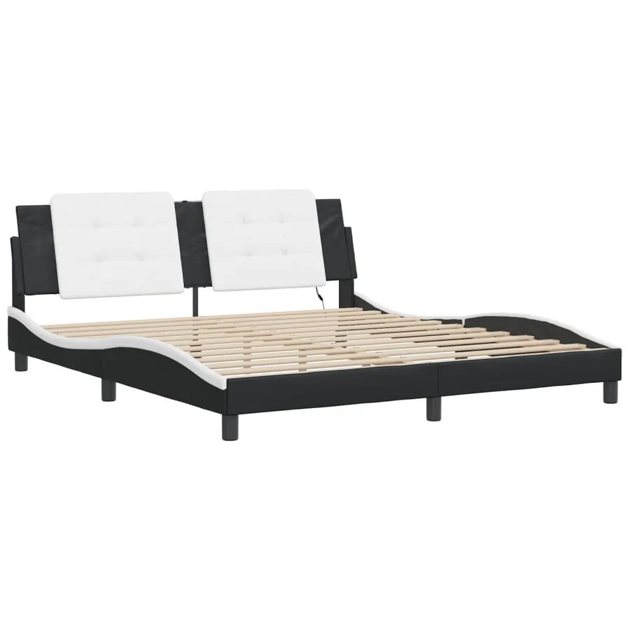 Cadre de lit avec LED sans matelas Zadar noir et blanc 180x200 cm - 3