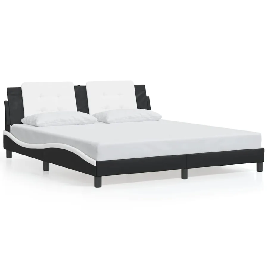 Cadre de lit avec LED sans matelas Zadar noir et blanc 180x200 cm - 5