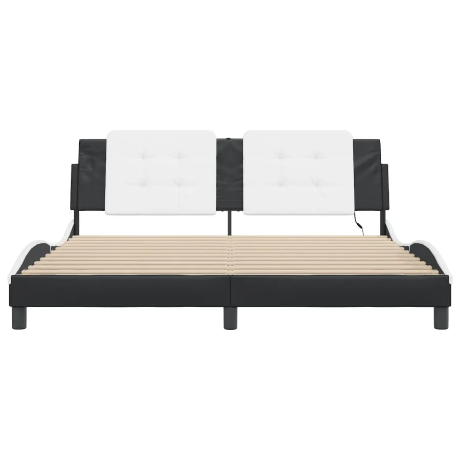 Cadre de lit avec LED sans matelas Zadar noir et blanc 180x200 cm - 6