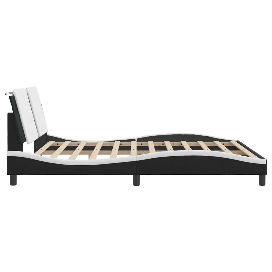 Cadre de lit avec LED sans matelas Zadar noir et blanc 180x200 cm - 8