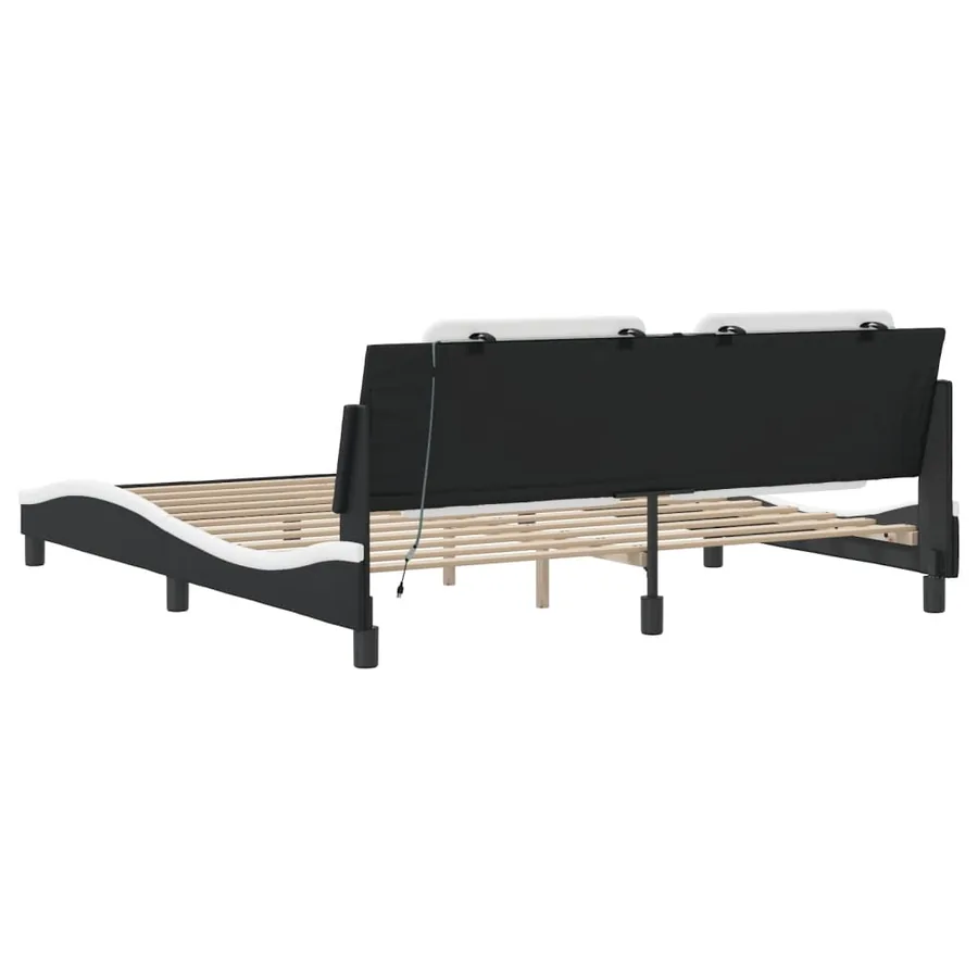 Cadre de lit avec LED sans matelas Zadar noir et blanc 180x200 cm - 9