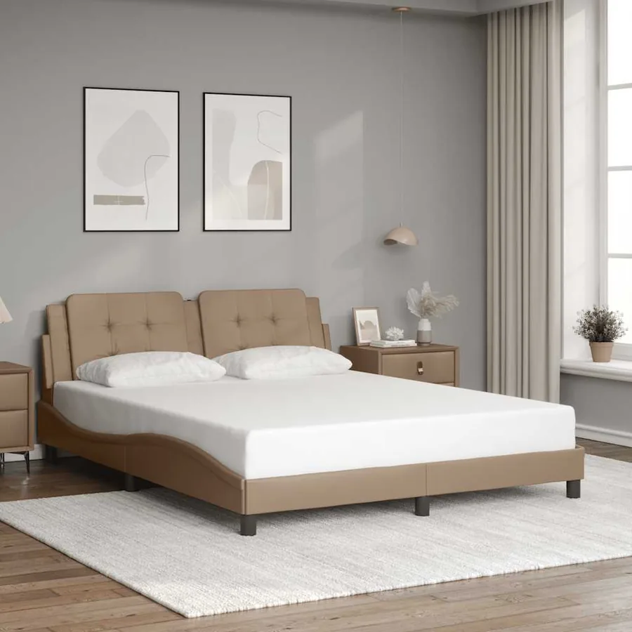 Cadre de lit sans matelas Zadar cappuccino 160x200 cm similicuir