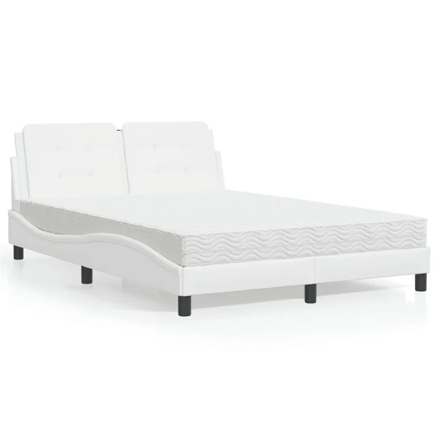 Cadre de lit sans matelas Zadar blanc 140x200 cm similicuir
