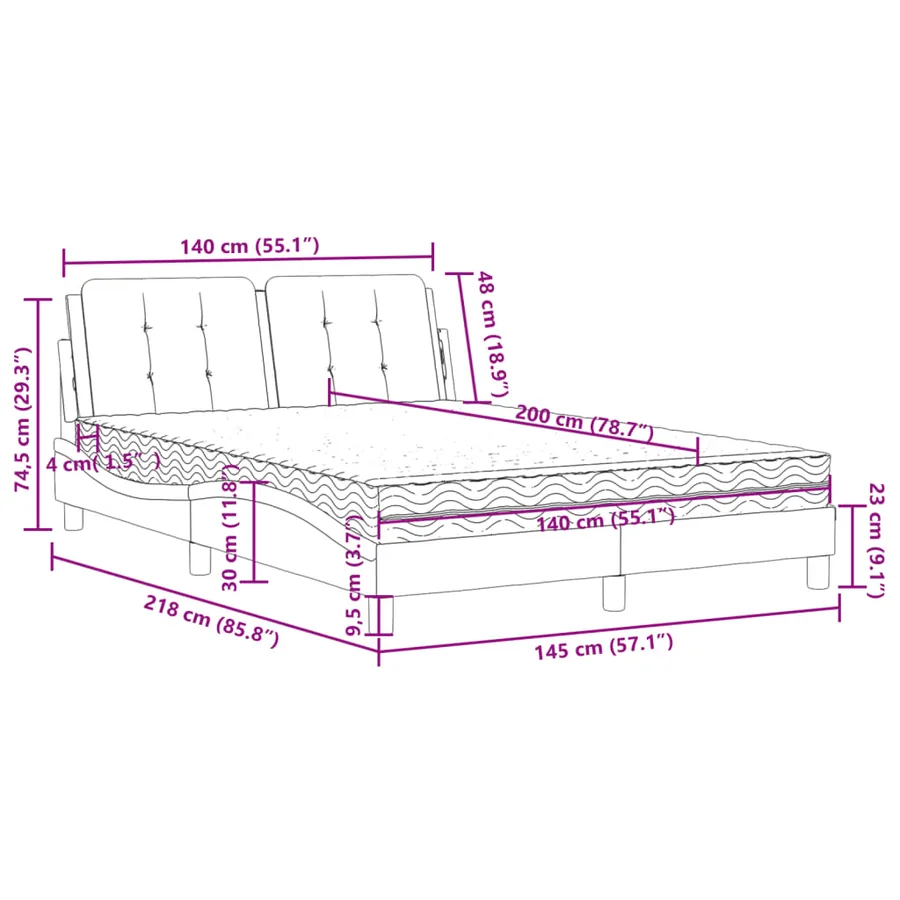 Cadre de lit sans matelas Zadar blanc 140x200 cm similicuir - 11