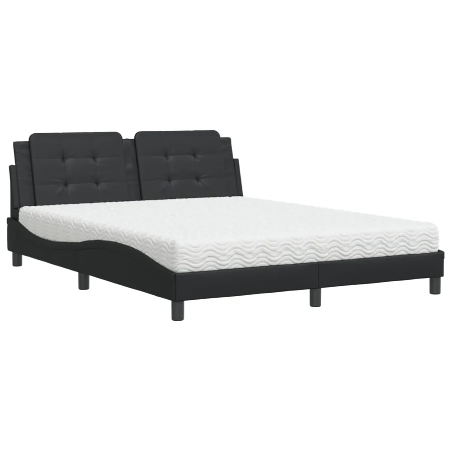 Lit avec matelas Zadar noir 160x200 cm similicuir - 2