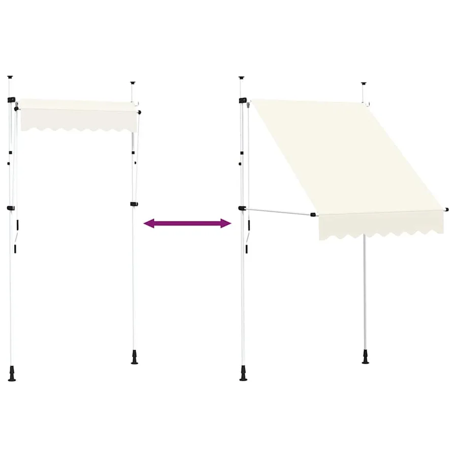 Auvent manuel rétractable 150 cm Crème - 6