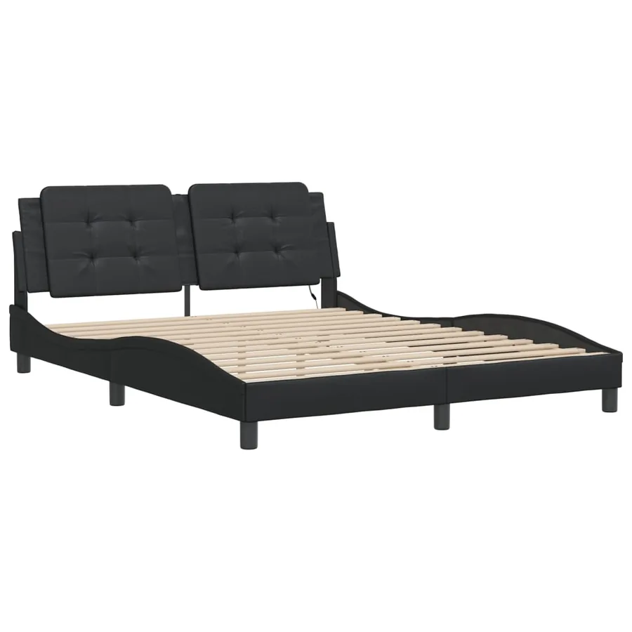 Cadre de lit avec LED sans matelas Zadar noir 160x200 cm - 3