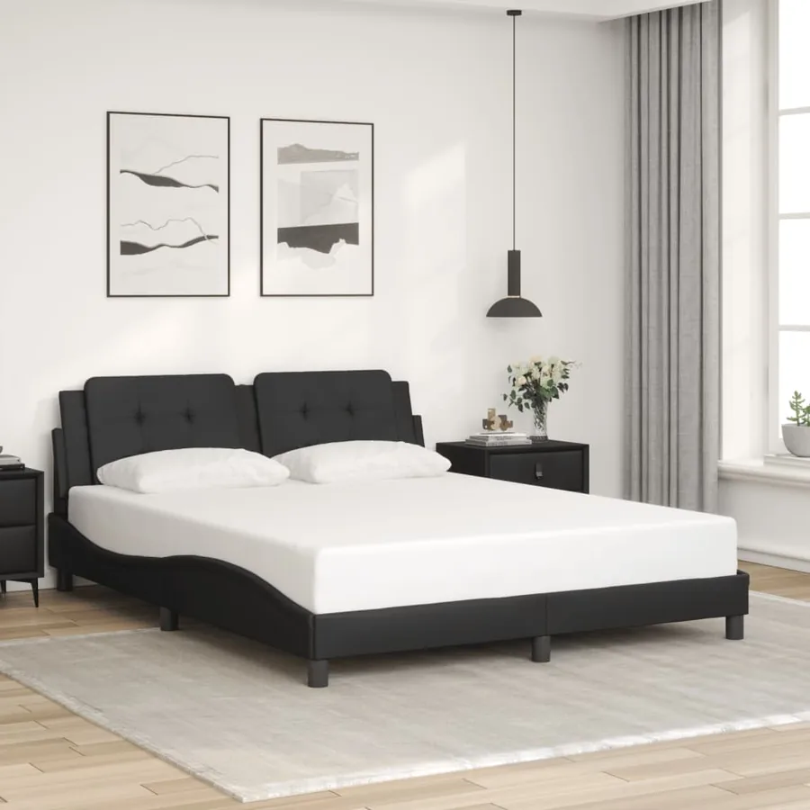 Cadre de lit avec LED sans matelas Zadar noir 160x200 cm - 4
