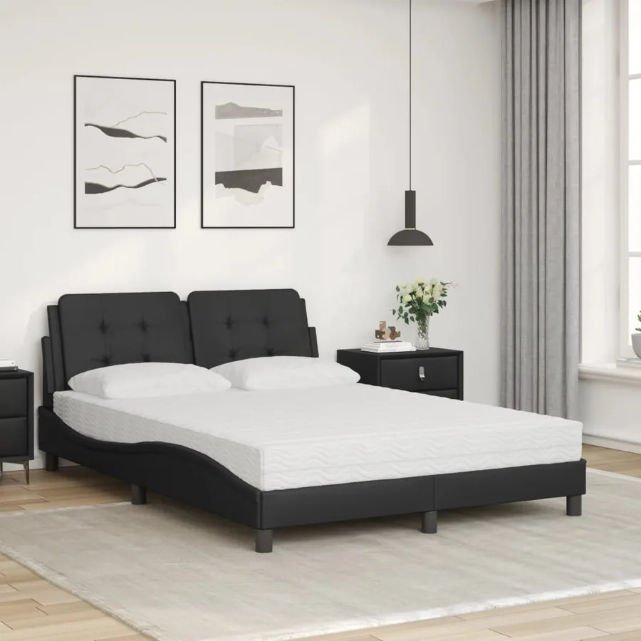 Cadre de lit sans matelas Zadar noir 120x200 cm similicuir - 3