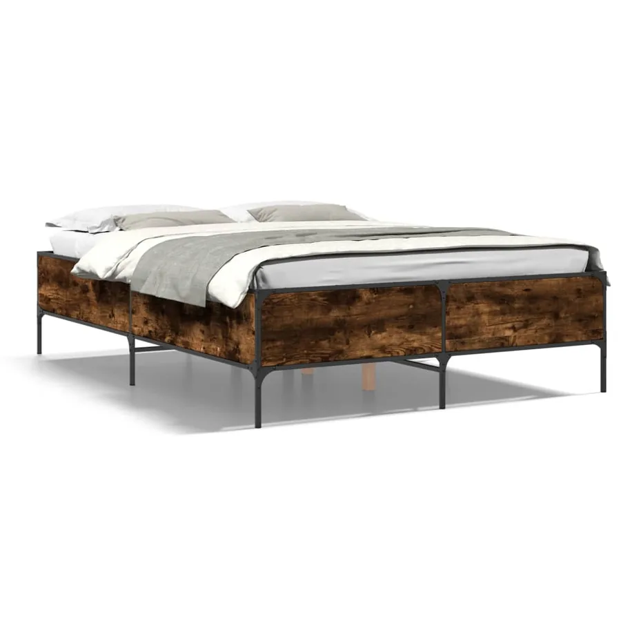 Cadre de lit sans matelas chêne fumé 140x190 cm - 2
