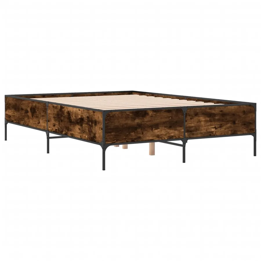 Cadre de lit sans matelas chêne fumé 140x190 cm - 3