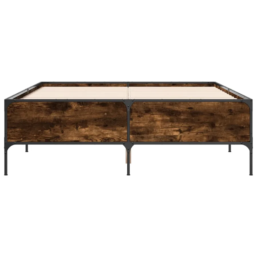 Cadre de lit sans matelas chêne fumé 140x190 cm - 4