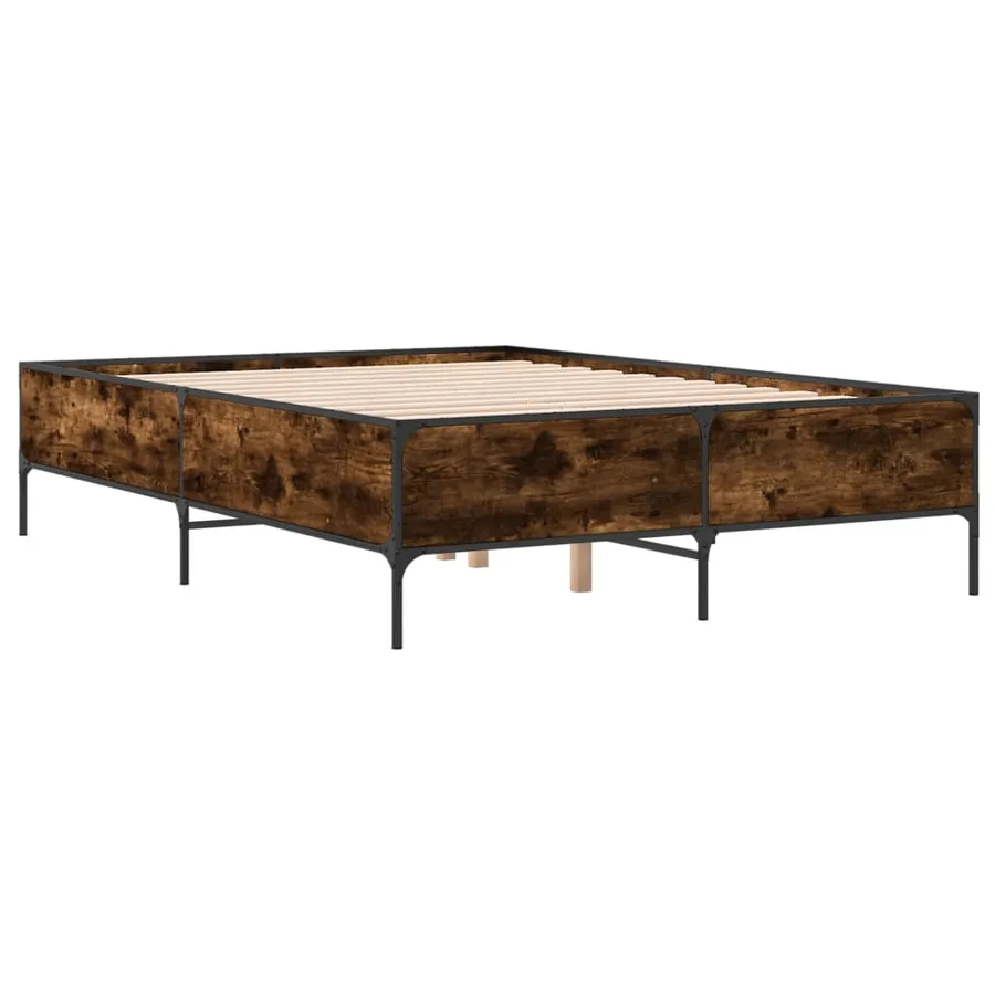 Cadre de lit sans matelas chêne fumé 140x190 cm - 6
