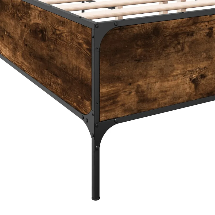 Cadre de lit sans matelas chêne fumé 140x190 cm - 7