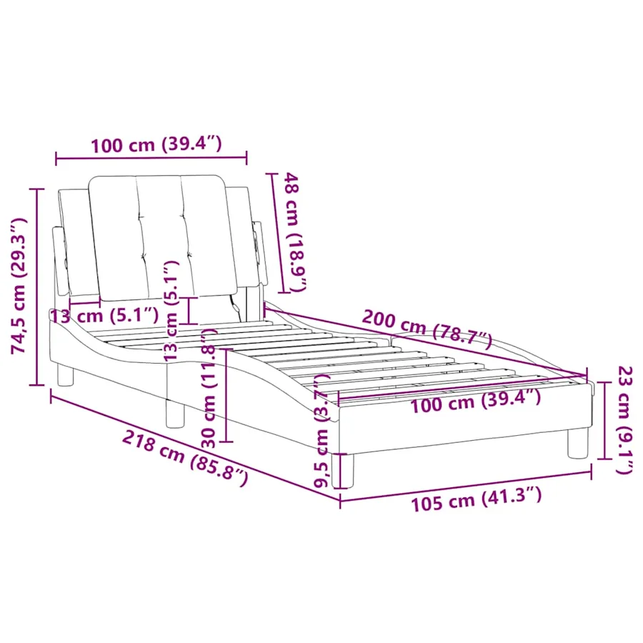 Cadre de lit sans matelas Zadar blanc et noir 100x200 cm similicuir - 13
