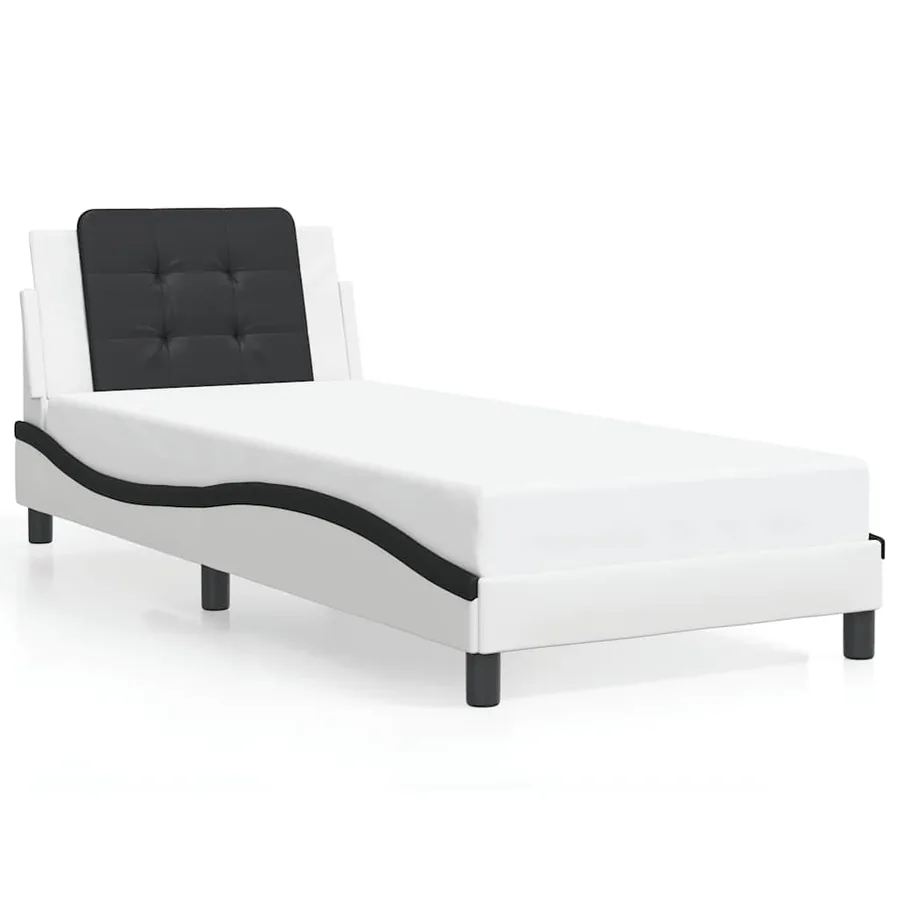 Cadre de lit sans matelas Zadar blanc et noir 100x200 cm similicuir - 2