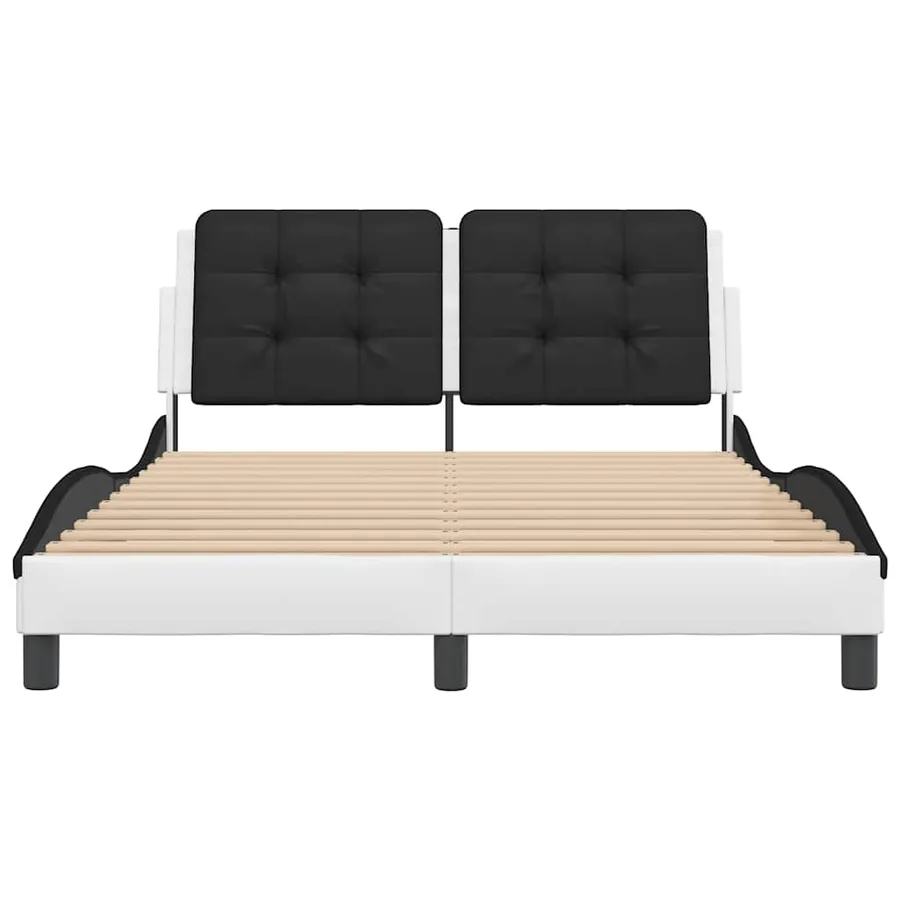Cadre de lit sans matelas Zadar blanc et noir 140x190 cm similicuir - 4