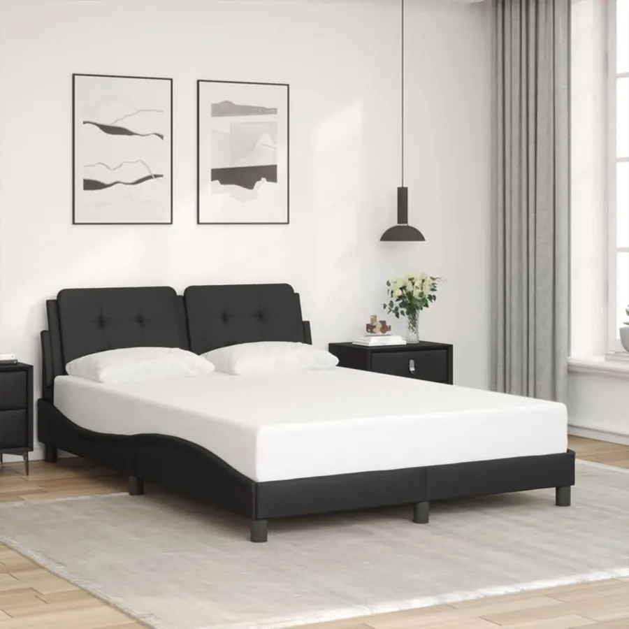 Cadre de lit avec LED sans matelas Zadar noir 140x190 cm - 4