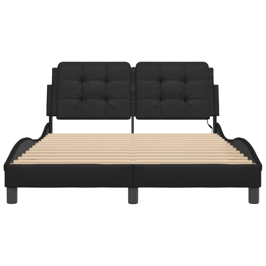 Cadre de lit avec LED sans matelas Zadar noir 140x190 cm - 6