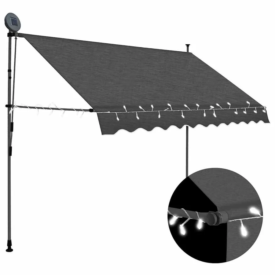 Auvent manuel rétractable avec LED 250 cm Anthracite