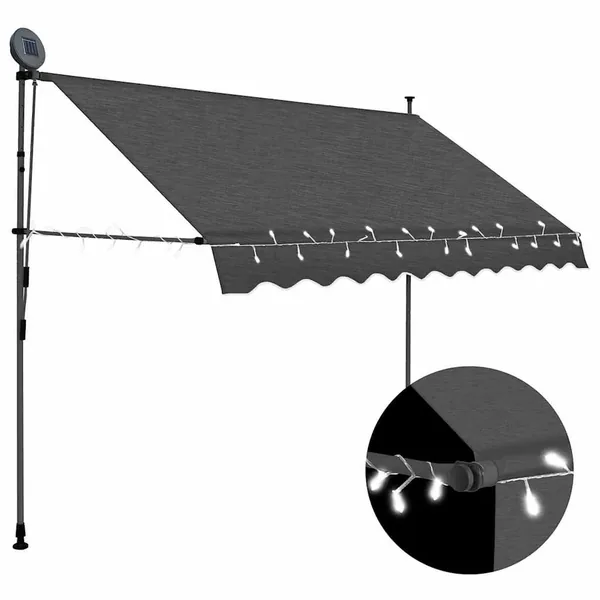 Manual retractable awning with LED 250 cm Anthracite