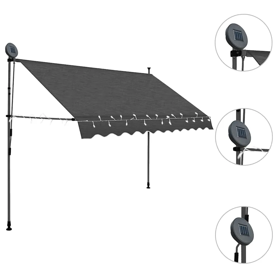 Auvent manuel rétractable avec LED 250 cm Anthracite - 3