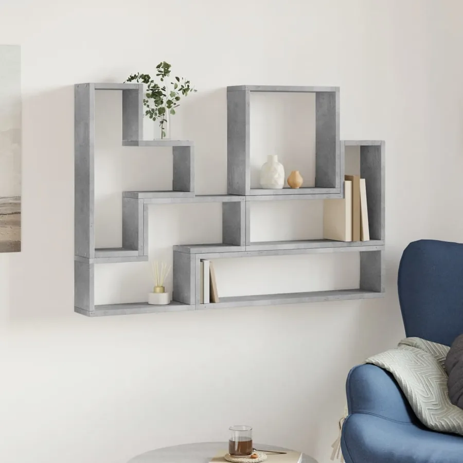 Étagère murale gris béton 96x12x64 cm bois d'ingénierie - 3