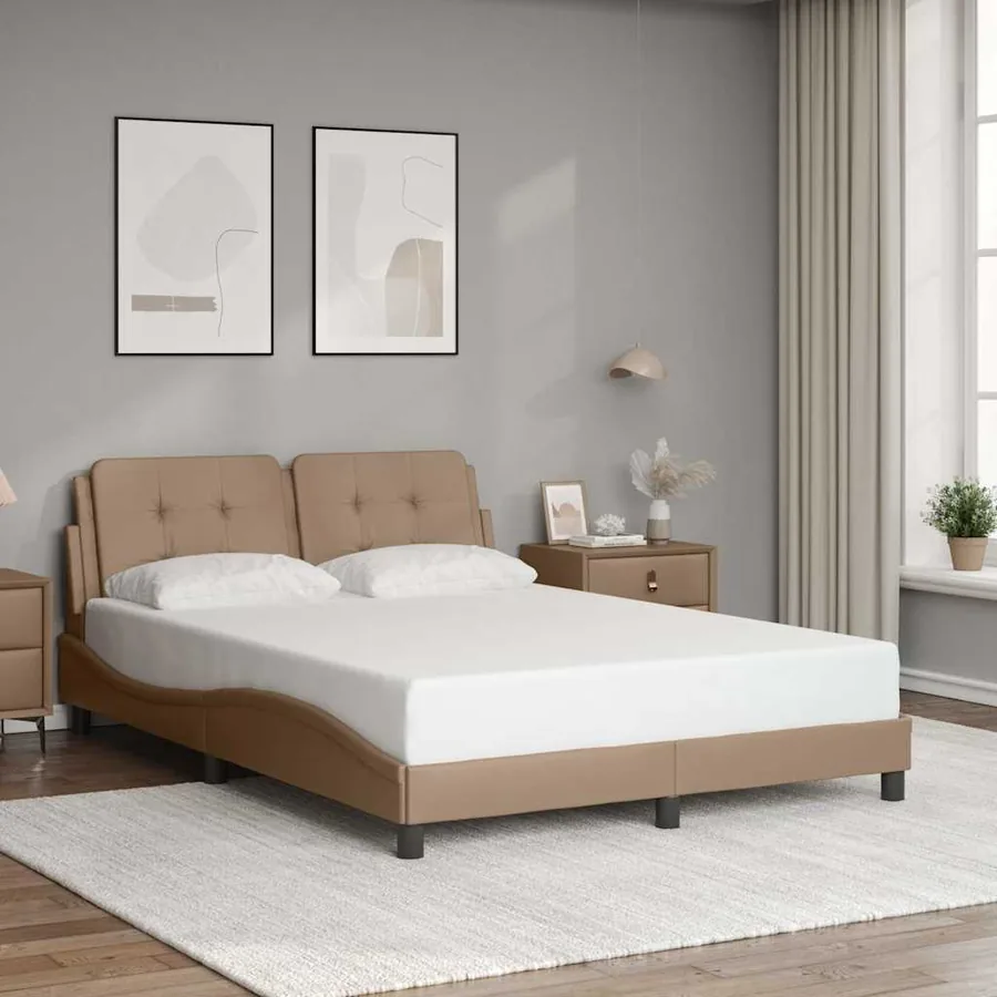 Cadre de lit sans matelas Zadar cappuccino 120x200 cm similicuir