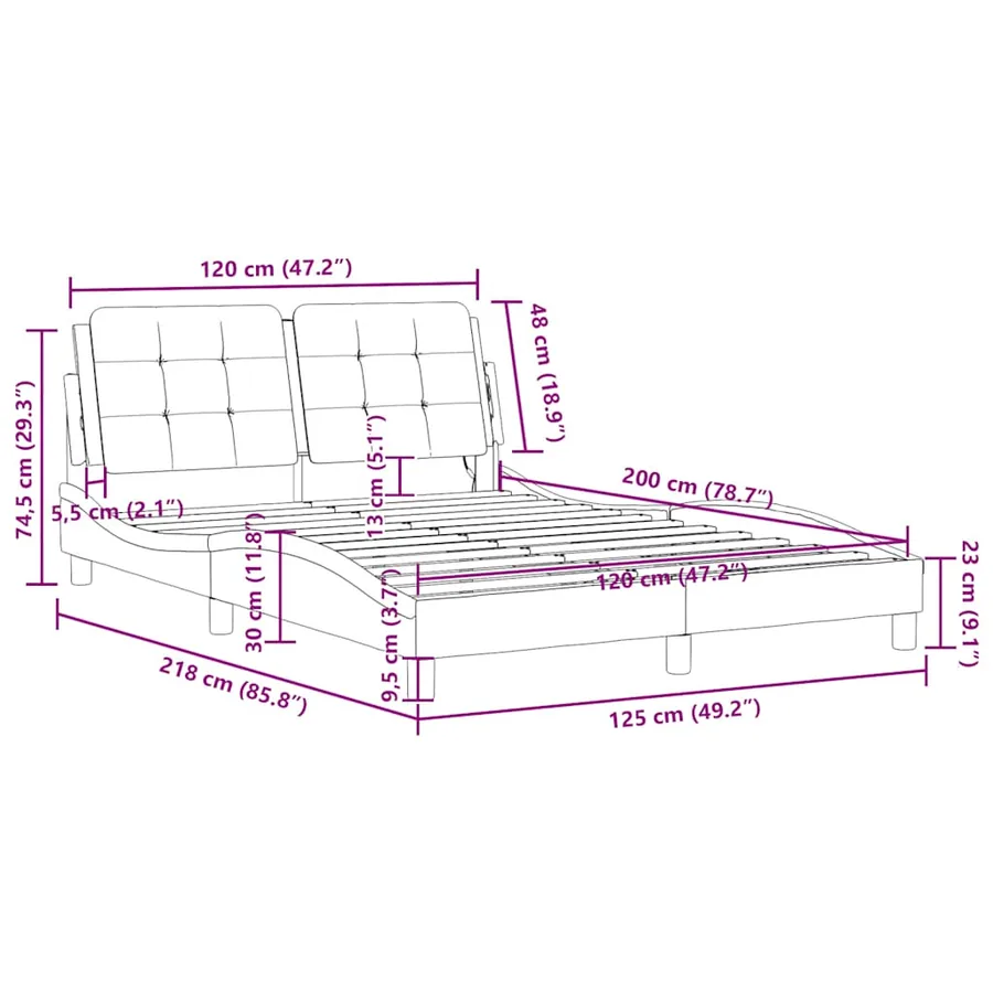 Cadre de lit sans matelas Zadar cappuccino 120x200 cm similicuir - 12