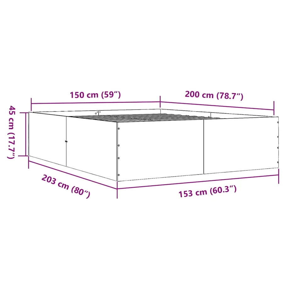 Cadre de lit sans matelas blanc 150x200 cm - 10