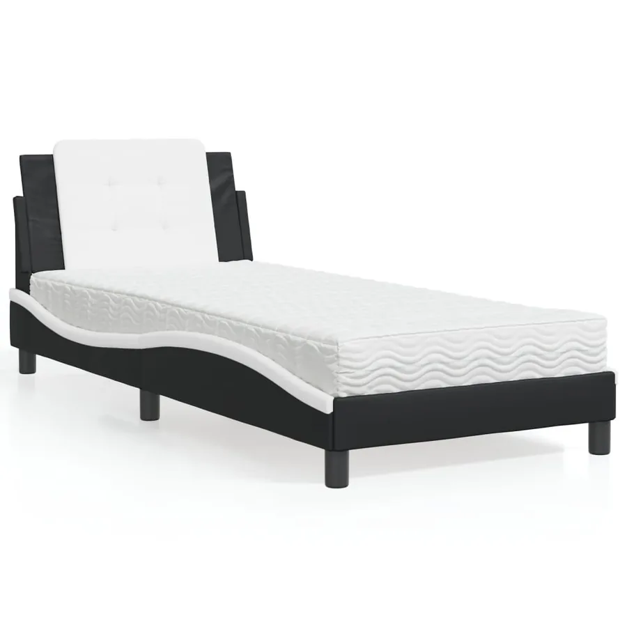 Cadre de lit sans matelas Zadar noir et blanc 100x200 cm similicuir