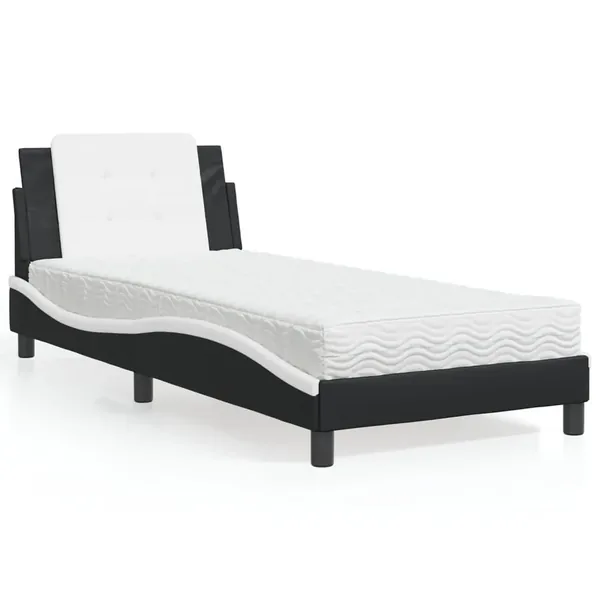 Cadre de lit sans matelas Zadar noir et blanc 100x200 cm similicuir