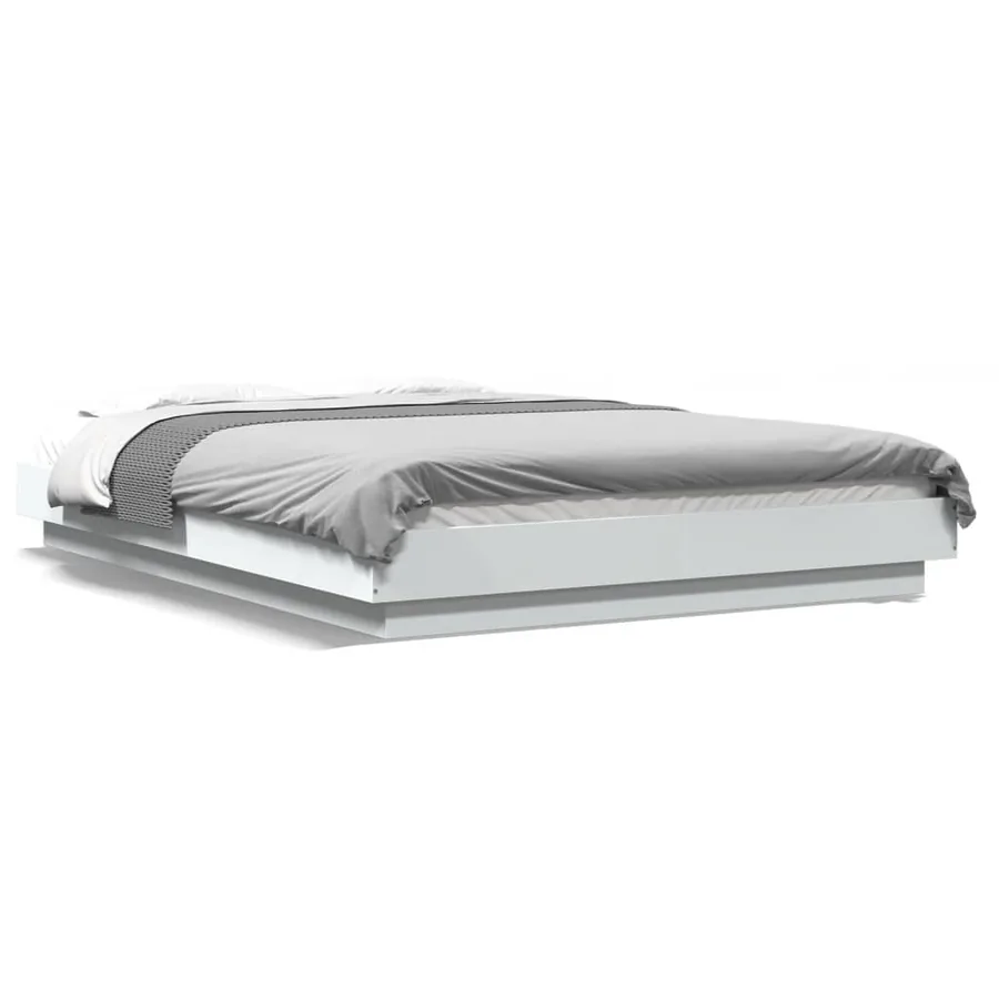 Cadre de lit avec lumières LED sans matelas blanc 135x190 cm - 2