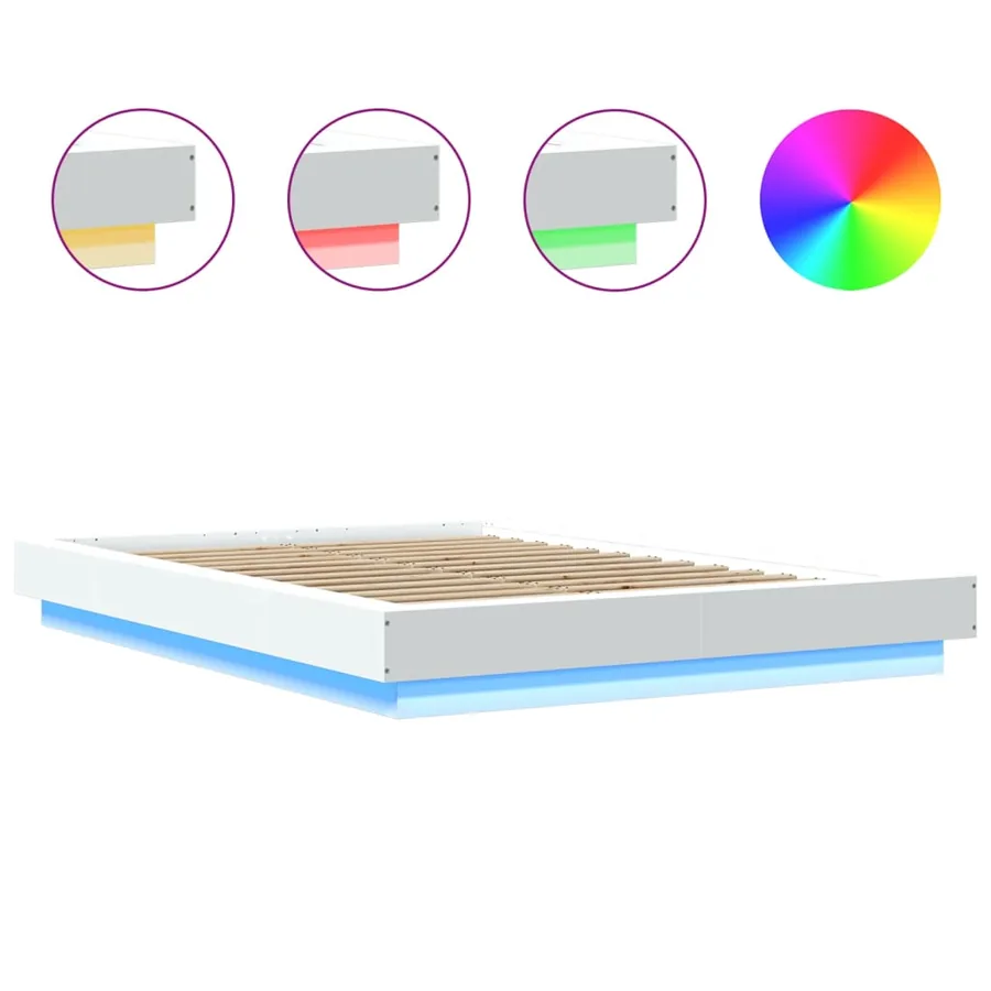 Cadre de lit avec lumières LED sans matelas blanc 135x190 cm - 8