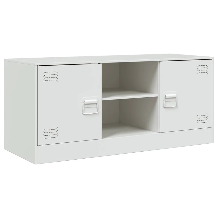 Meuble TV blanc 99x39x44 cm acier - 2
