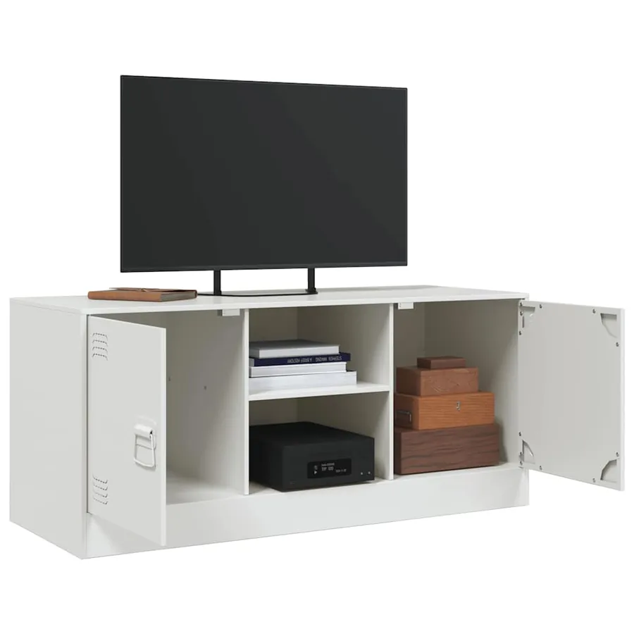 Meuble TV blanc 99x39x44 cm acier - 5
