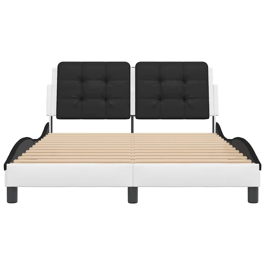 Cadre de lit sans matelas Zadar blanc et noir 120x200 cm similicuir - 4