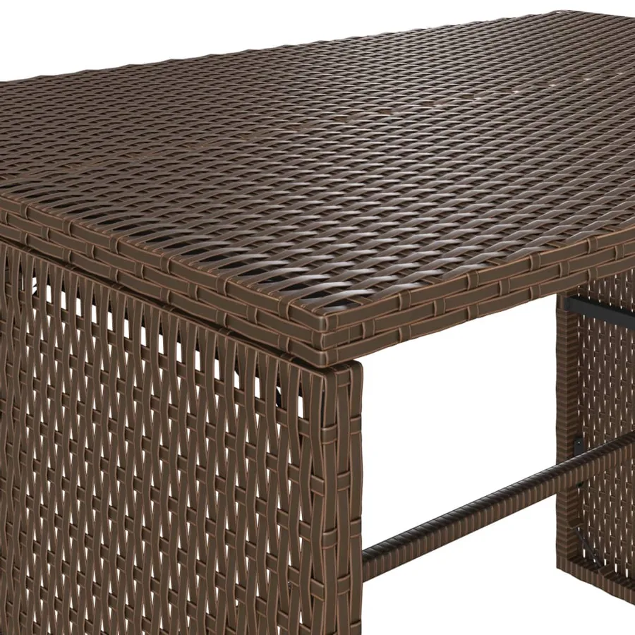 Ensemble à manger de jardin 3 pcs et coussins marron poly rotin - 10