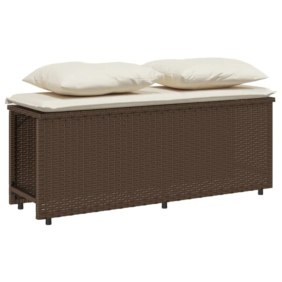 Ensemble à manger de jardin 3 pcs et coussins marron poly rotin - 4