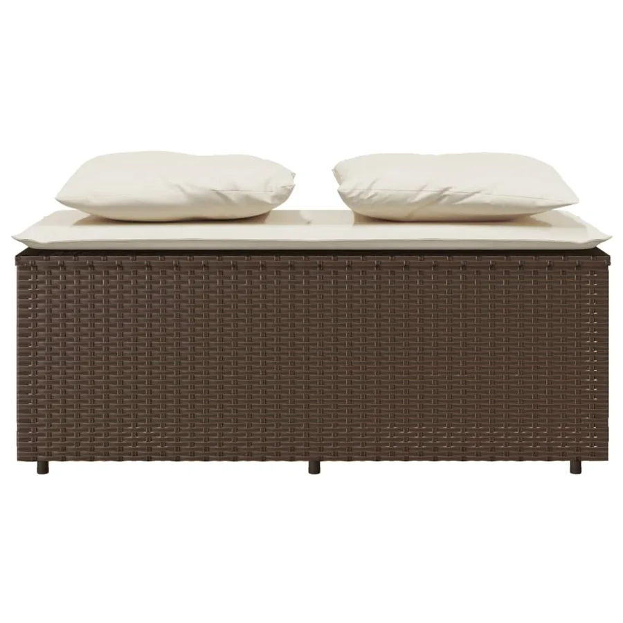 Ensemble à manger de jardin 3 pcs et coussins marron poly rotin - 5