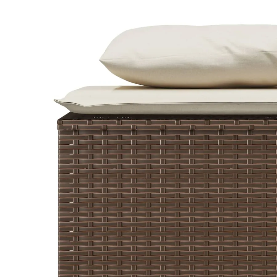 Ensemble à manger de jardin 3 pcs et coussins marron poly rotin - 7
