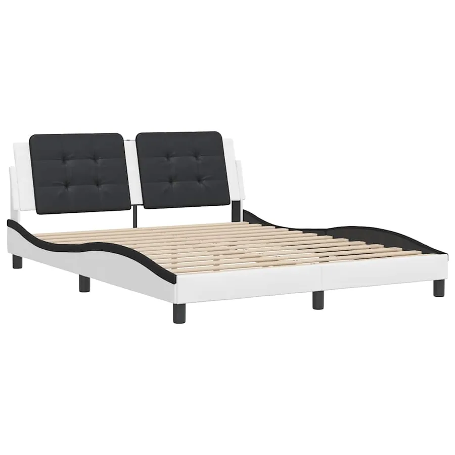 Cadre de lit sans matelas Zadar blanc et noir 160x200 cm similicuir - 3