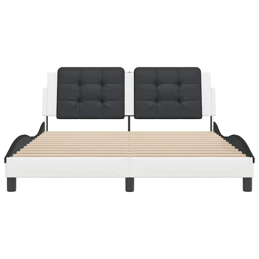 Cadre de lit sans matelas Zadar blanc et noir 160x200 cm similicuir - 4