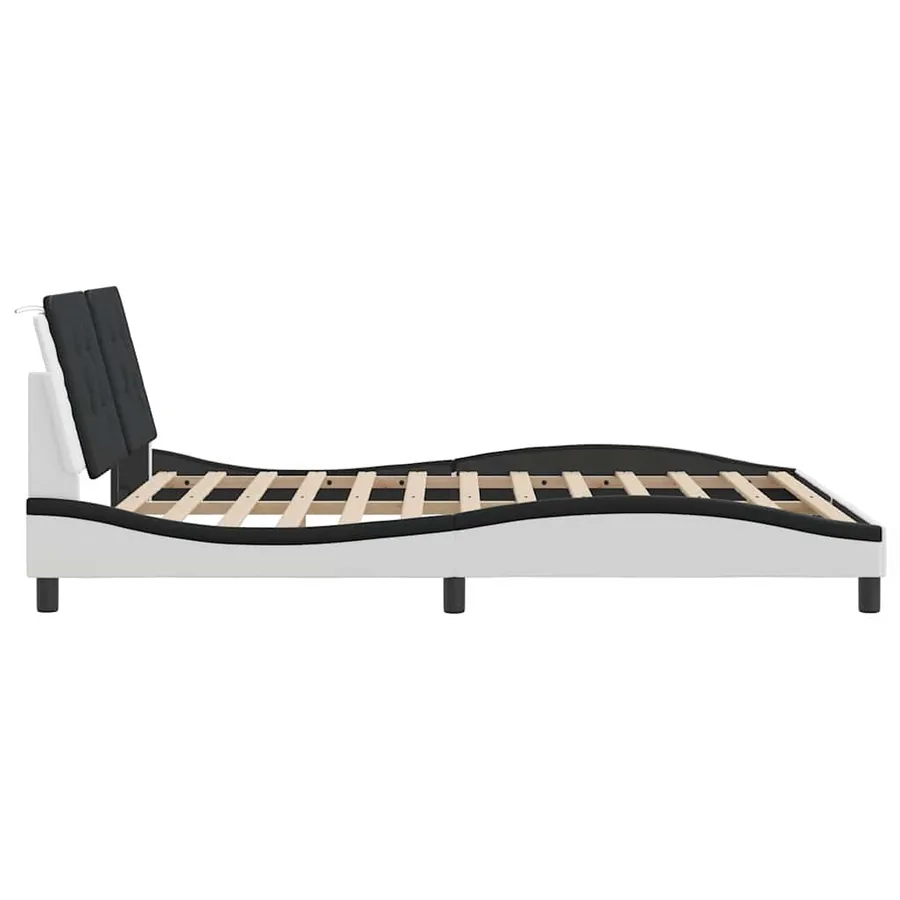 Cadre de lit sans matelas Zadar blanc et noir 160x200 cm similicuir - 5