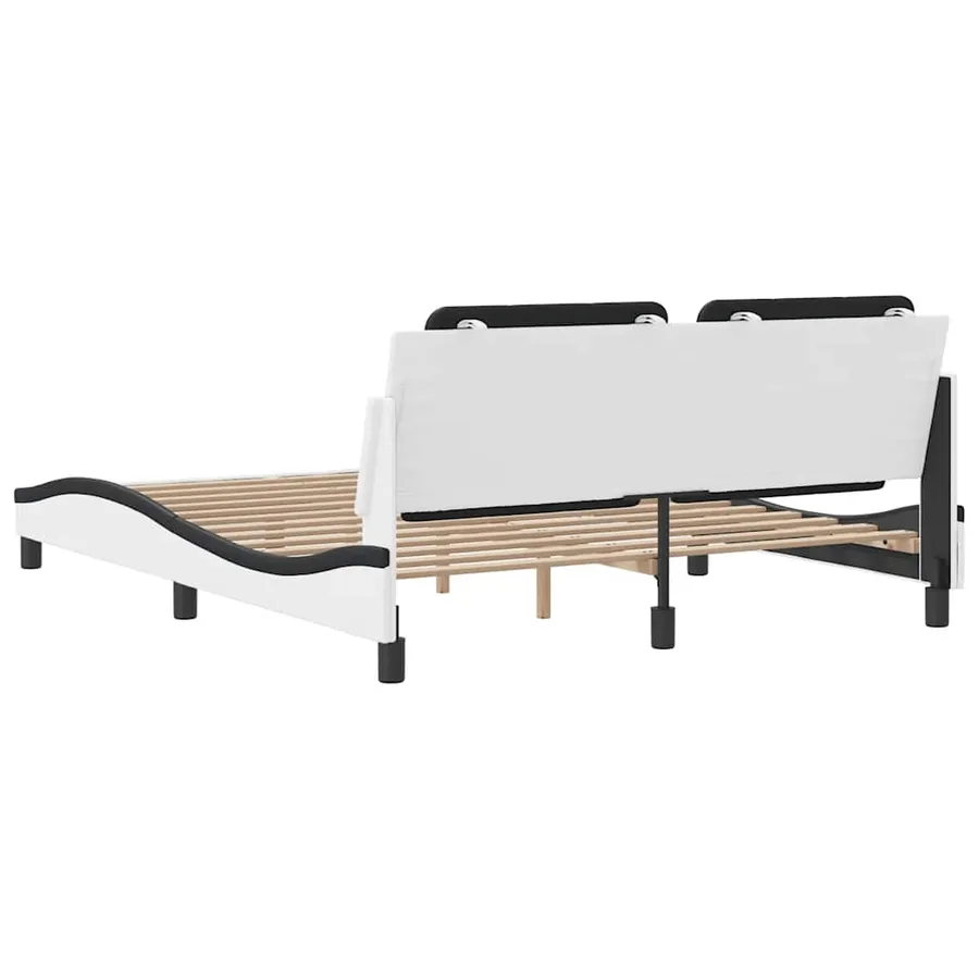 Cadre de lit sans matelas Zadar blanc et noir 160x200 cm similicuir - 6