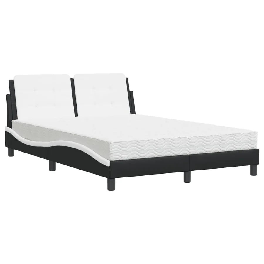 Lit avec matelas Zadar noir et blanc 140x200 cm similicuir - 2