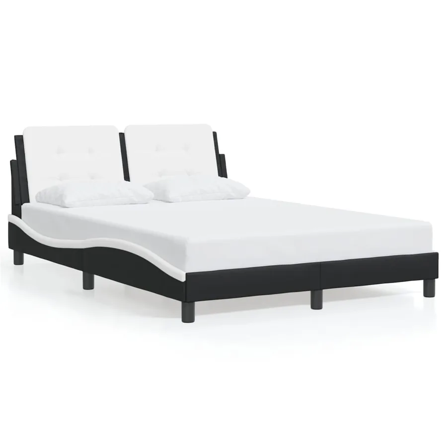 Cadre de lit avec LED sans matelas Zadar noir et blanc 140x190 cm - 5