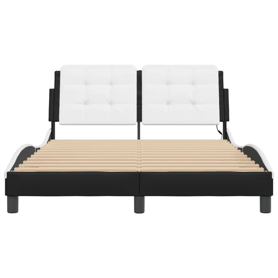 Cadre de lit avec LED sans matelas Zadar noir et blanc 140x190 cm - 6