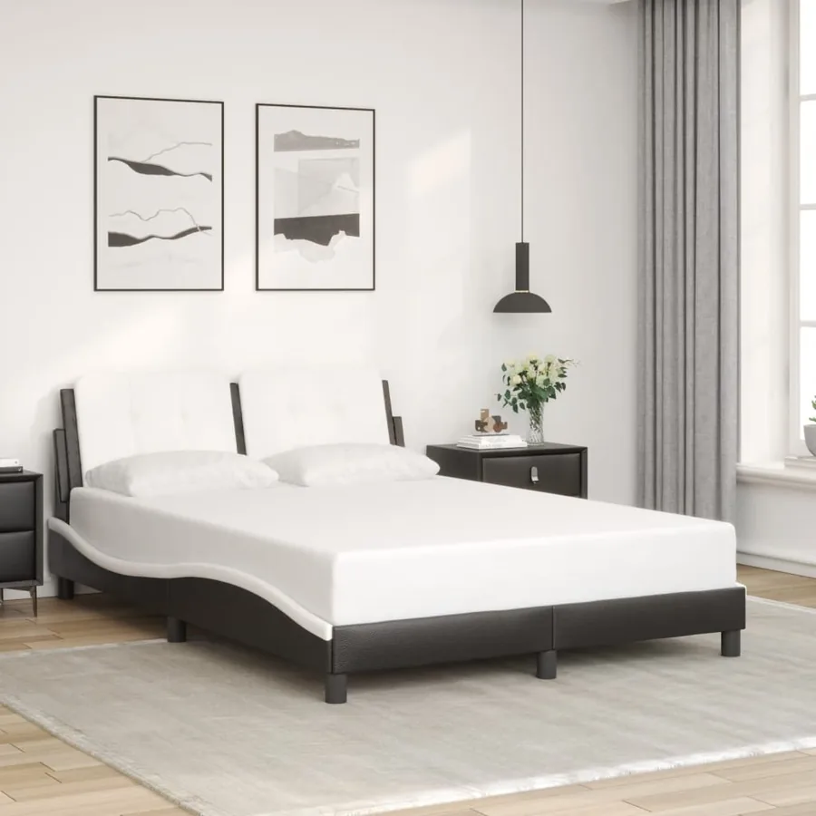 Cadre de lit avec LED sans matelas Zadar noir et blanc 140x200 cm - 4