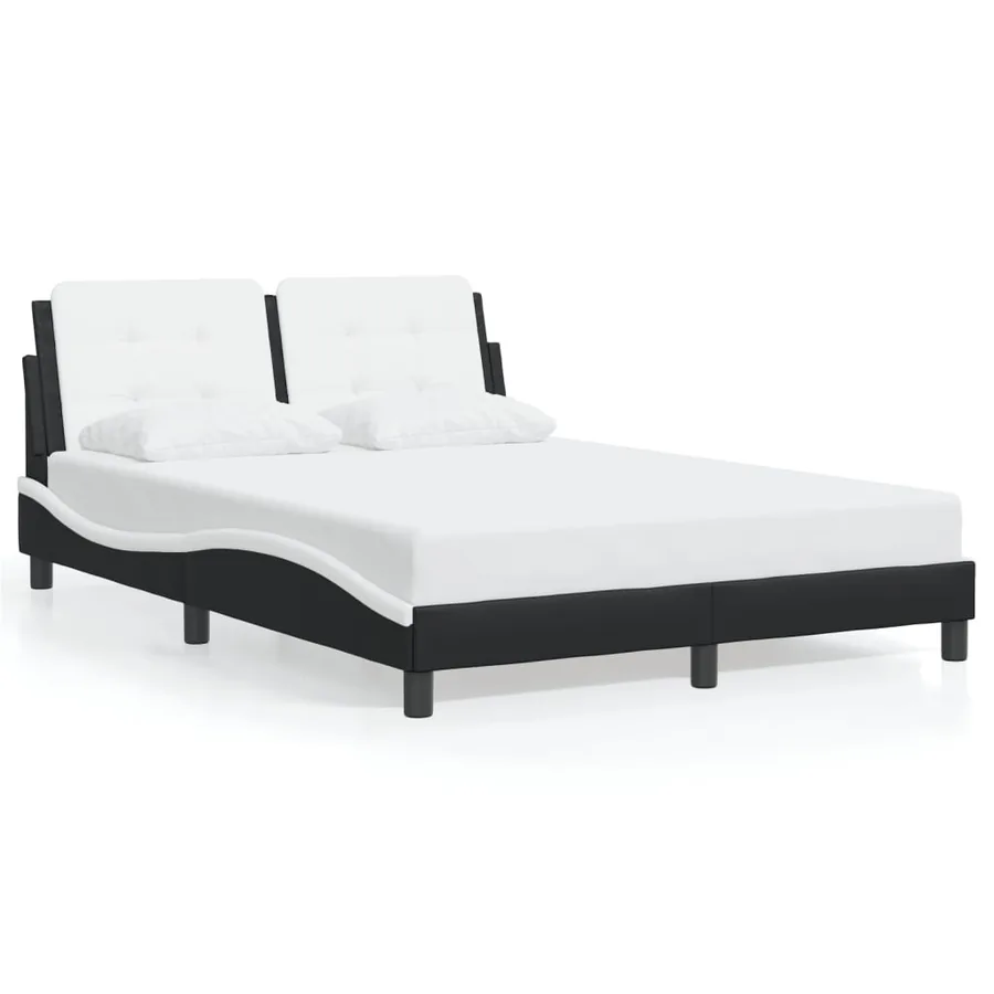 Cadre de lit avec LED sans matelas Zadar noir et blanc 140x200 cm - 5